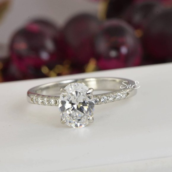 NEW 925 STERLING SILVER OVAL ENGAGEMENT RING - Picture 4 of 4